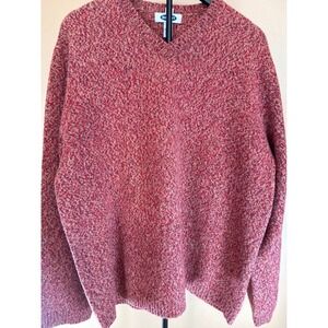 Old Navy Mens XL‎ Red Marled 100% Lambswool V-Neck Knit Sweater Pullover